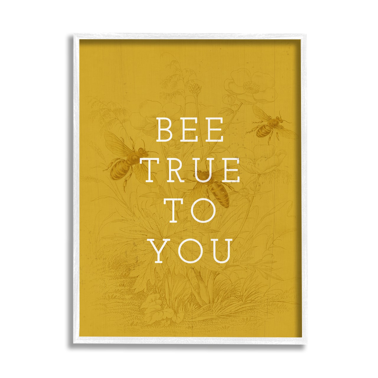 Stupell Industries Be True to You Phrase Vintage Bee Pun Framed Wall Art